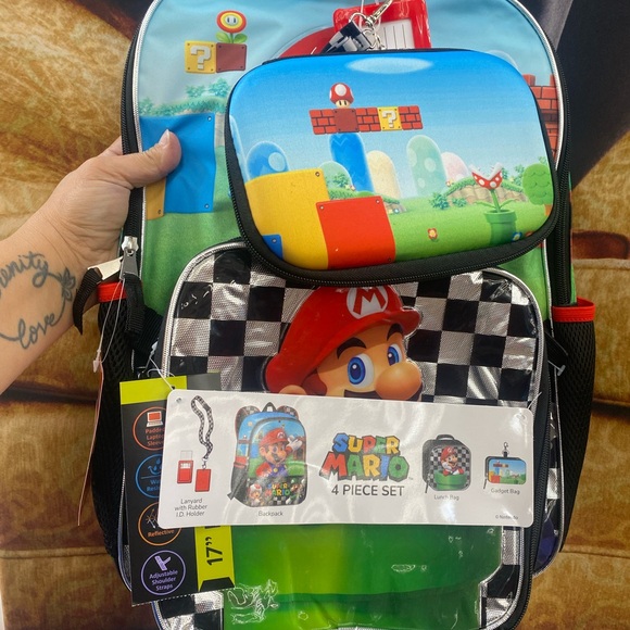 Nintendo Super Mario 4-Piece Backpack Set - Blue, Red, Green - Picture 1 of 1